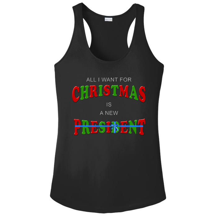 All I Want For Christmas Is A New President Ladies PosiCharge Competitor Racerback Tank