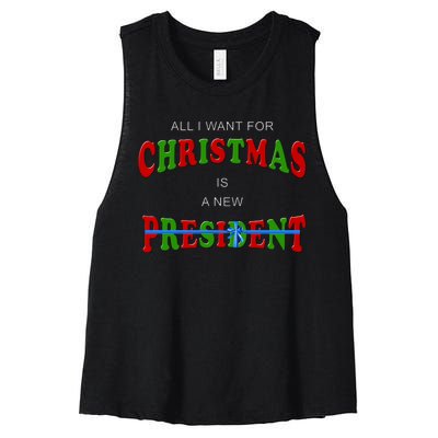 All I Want For Christmas Is A New President Women's Racerback Cropped Tank