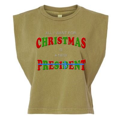 All I Want For Christmas Is A New President Garment-Dyed Women's Muscle Tee