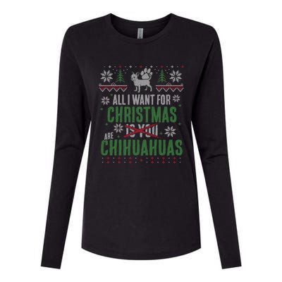 All I Want For Christmas Are Chihuahuas Gift Womens Cotton Relaxed Long Sleeve T-Shirt