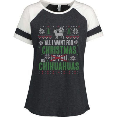 All I Want For Christmas Are Chihuahuas Gift Enza Ladies Jersey Colorblock Tee