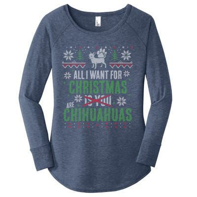 All I Want For Christmas Are Chihuahuas Gift Women's Perfect Tri Tunic Long Sleeve Shirt