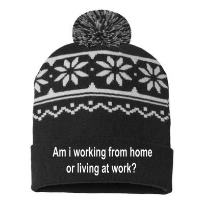 Am I Working From Home Or Living At Work USA-Made Snowflake Beanie