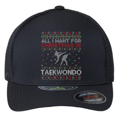 All I Want For Christmas Is Ugly Taekwondo Christmas Flexfit Unipanel Trucker Cap