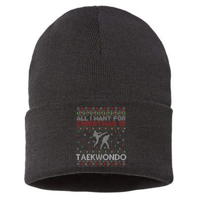 All I Want For Christmas Is Ugly Taekwondo Christmas Sustainable Knit Beanie