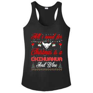 All I Want For Christmas Chihuahua And Wine Gift Funny Gift Ladies PosiCharge Competitor Racerback Tank