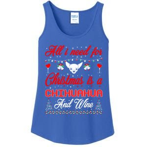 All I Want For Christmas Chihuahua And Wine Gift Funny Gift Ladies Essential Tank