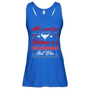 All I Want For Christmas Chihuahua And Wine Gift Funny Gift Ladies Essential Flowy Tank