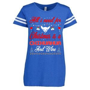 All I Want For Christmas Chihuahua And Wine Gift Funny Gift Enza Ladies Jersey Football T-Shirt