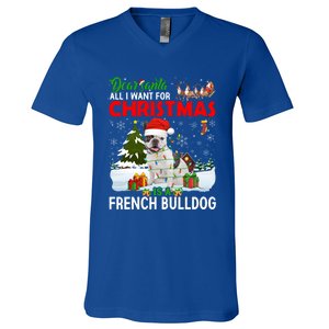 All I Want For Christmas Is A French Bulldog Family Pajamas Gift V-Neck T-Shirt