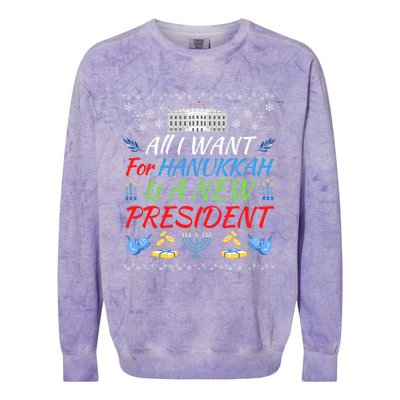 All I Want For Hanukkah Is A New President Fun Xmas Sweater Gift Colorblast Crewneck Sweatshirt