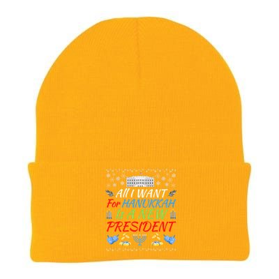 All I Want For Hanukkah Is A New President Fun Xmas Sweater Gift Knit Cap Winter Beanie