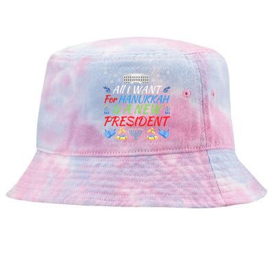 All I Want For Hanukkah Is A New President Fun Xmas Sweater Gift Tie-Dyed Bucket Hat