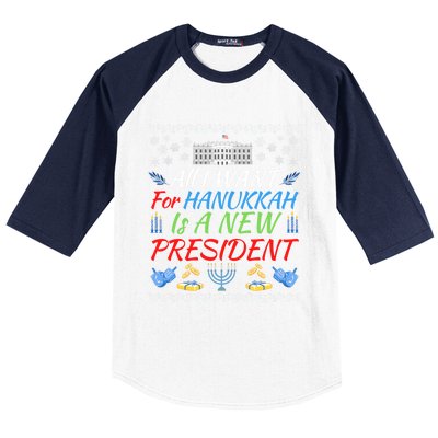 All I Want For Hanukkah Is A New President Fun Xmas Sweater Gift Baseball Sleeve Shirt