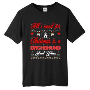 All I Want For Christmas Dachshund And Wine Gift Cute Gift Tall Fusion ChromaSoft Performance T-Shirt