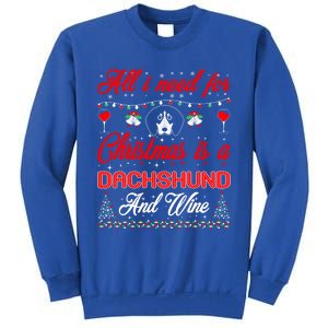 All I Want For Christmas Dachshund And Wine Gift Cute Gift Sweatshirt