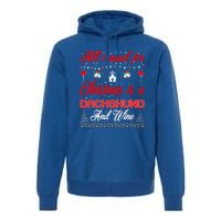 All I Want For Christmas Dachshund And Wine Gift Cute Gift Premium Hoodie