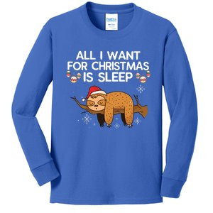 All I Want For Christmas Is Sleep Sloth Lazy Animal Costume Gift Kids Long Sleeve Shirt