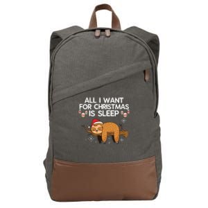 All I Want For Christmas Is Sleep Sloth Lazy Animal Costume Gift Cotton Canvas Backpack