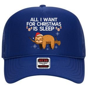 All I Want For Christmas Is Sleep Sloth Lazy Animal Costume Gift High Crown Mesh Back Trucker Hat