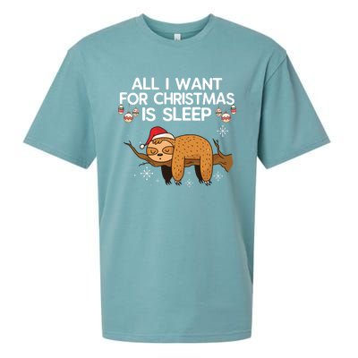 All I Want For Christmas Is Sleep Sloth Lazy Animal Costume Gift Sueded Cloud Jersey T-Shirt