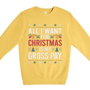 All I Want For Christmas Is My Gross Pay Funny Christmas Premium Crewneck Sweatshirt