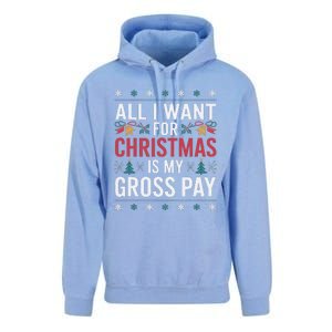 All I Want For Christmas Is My Gross Pay Funny Christmas Unisex Surf Hoodie