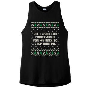 All I Want Is My Back To Stop Hurting Funny Christmas Sweatshirt Ladies PosiCharge Tri-Blend Wicking Tank