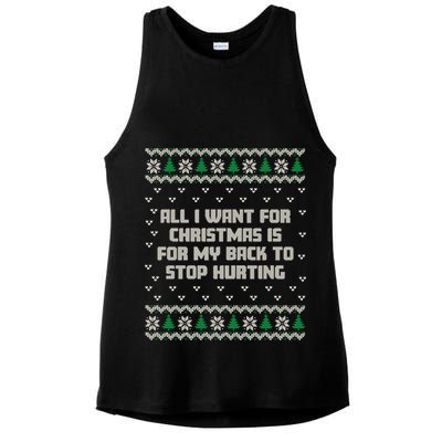 All I Want Is My Back To Stop Hurting Funny Christmas Sweatshirt Ladies PosiCharge Tri-Blend Wicking Tank