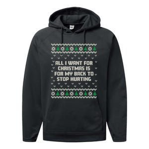 All I Want Is My Back To Stop Hurting Funny Christmas Sweatshirt Performance Fleece Hoodie