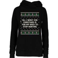 All I Want Is My Back To Stop Hurting Funny Christmas Sweatshirt Womens Funnel Neck Pullover Hood