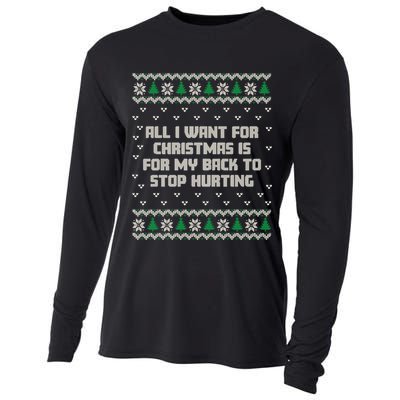 All I Want Is My Back To Stop Hurting Funny Christmas Sweatshirt Cooling Performance Long Sleeve Crew