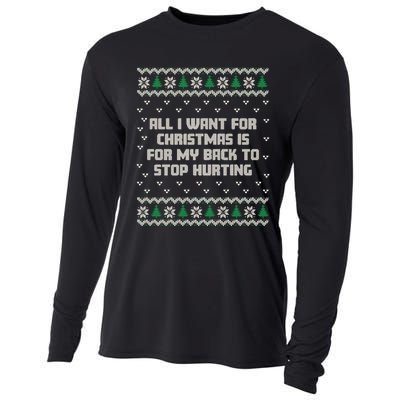 All I Want Is My Back To Stop Hurting Funny Christmas Sweatshirt Cooling Performance Long Sleeve Crew