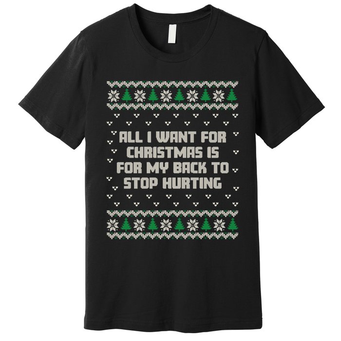 All I Want Is My Back To Stop Hurting Funny Christmas Sweatshirt Premium T-Shirt