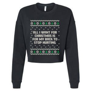 All I Want Is My Back To Stop Hurting Funny Christmas Sweatshirt Cropped Pullover Crew