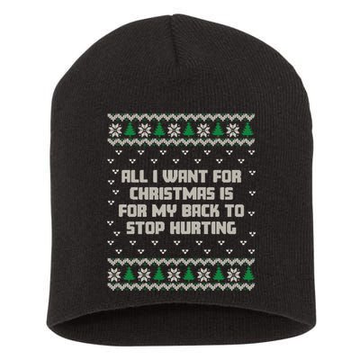 All I Want Is My Back To Stop Hurting Funny Christmas Sweatshirt Short Acrylic Beanie