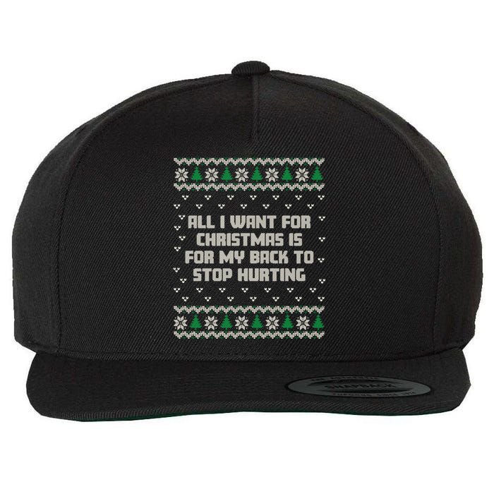 All I Want Is My Back To Stop Hurting Funny Christmas Sweatshirt Wool Snapback Cap