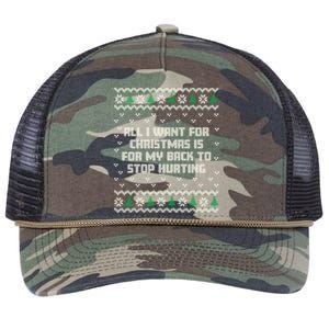 All I Want Is My Back To Stop Hurting Funny Christmas Sweatshirt Retro Rope Trucker Hat Cap