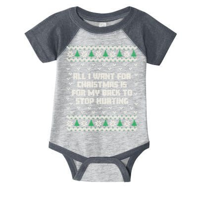 All I Want Is My Back To Stop Hurting Funny Christmas Sweatshirt Infant Baby Jersey Bodysuit