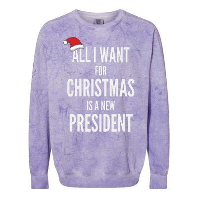 All I Want For Christmas Is A New President Santa Hat Colorblast Crewneck Sweatshirt