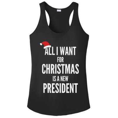 All I Want For Christmas Is A New President Santa Hat Ladies PosiCharge Competitor Racerback Tank