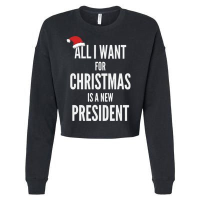 All I Want For Christmas Is A New President Santa Hat Cropped Pullover Crew