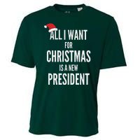 All I Want For Christmas Is A New President Santa Hat Cooling Performance Crew T-Shirt