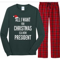 All I Want For Christmas Is A New President Santa Hat Long Sleeve Pajama Set