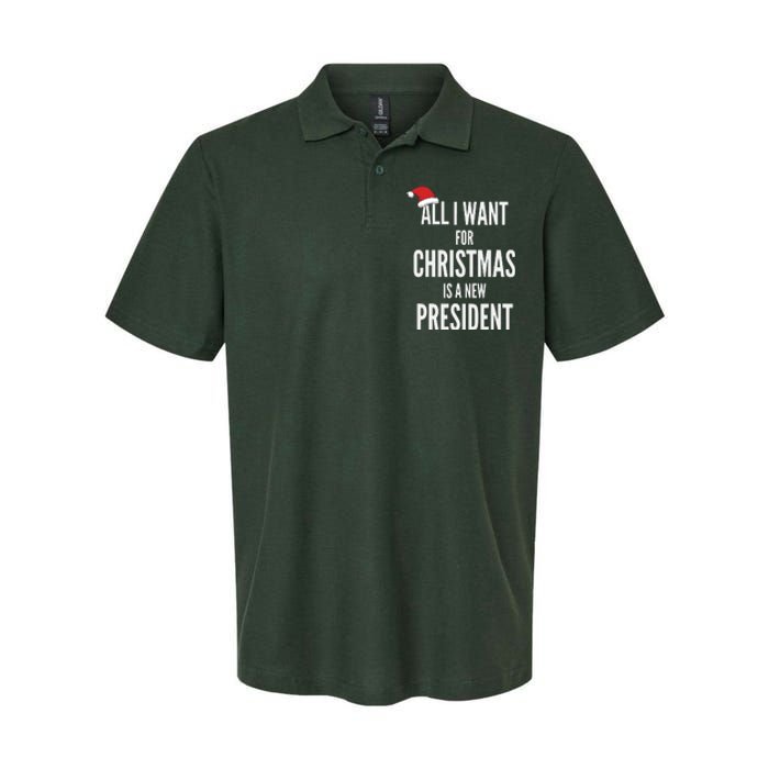 All I Want For Christmas Is A New President Santa Hat Softstyle Adult Sport Polo