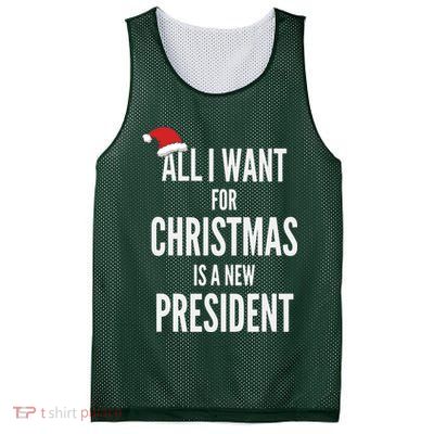 All I Want For Christmas Is A New President Santa Hat Mesh Reversible Basketball Jersey Tank