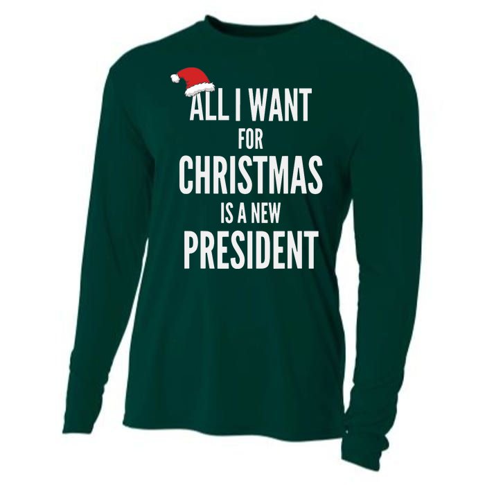 All I Want For Christmas Is A New President Santa Hat Cooling Performance Long Sleeve Crew