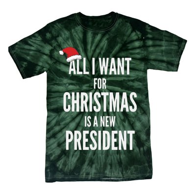 All I Want For Christmas Is A New President Santa Hat Tie-Dye T-Shirt