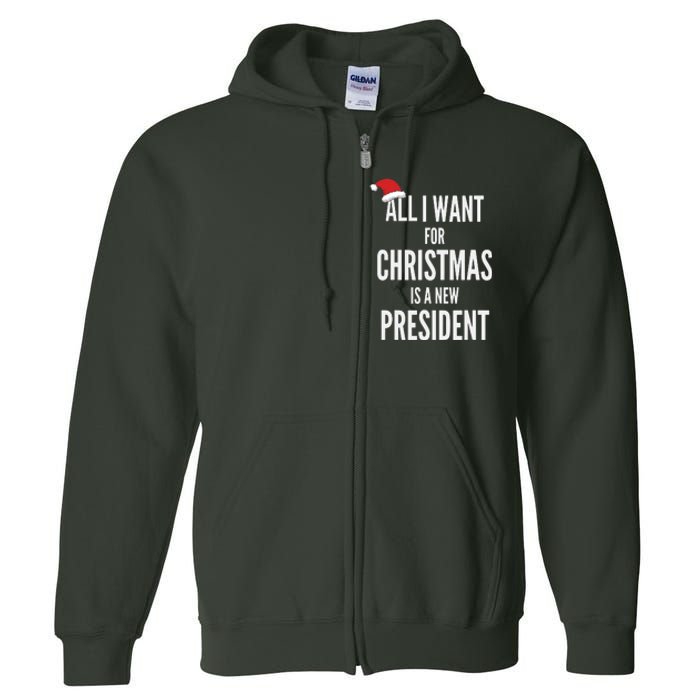 All I Want For Christmas Is A New President Santa Hat Full Zip Hoodie