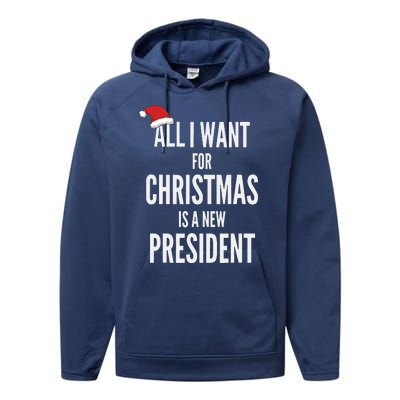 All I Want For Christmas Is A New President Santa Hat Performance Fleece Hoodie